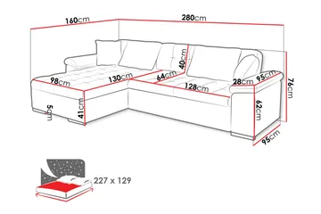 Camior Bäddsoffa m. Divan 3-sits - Grå - Products - Möbler - Soffa - Bäddsoffa - Bäddsoffa divan
