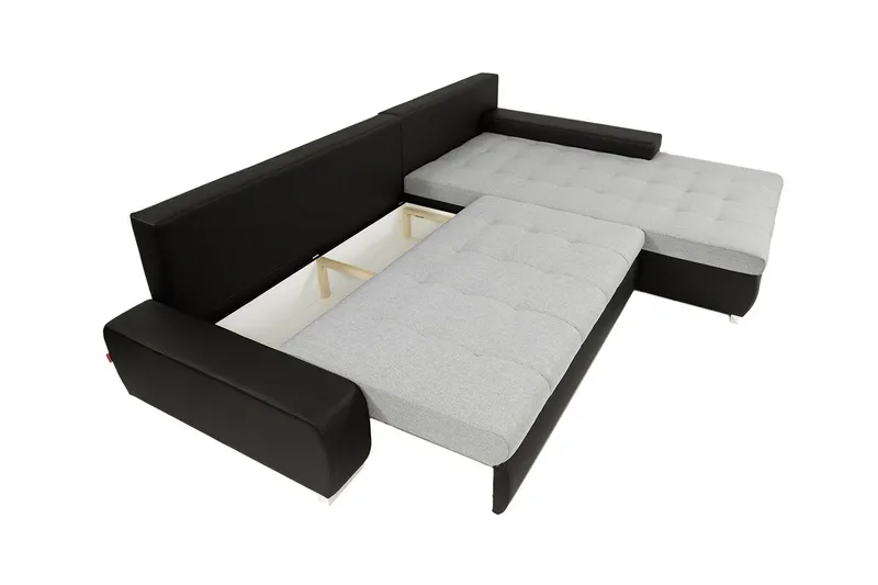 Cerys Bäddsoffa med Divan Vändbar - Svart - Products - Möbler - Soffa - Bäddsoffa - Bäddsoffa längsbäddad