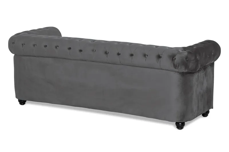 Chesterfield Deluxe 3-sits Framåtbäddad bäddsoffa i sammet - Mörkgrå Sammet - Products - Möbler - Soffa - Bäddsoffa - 3 sits bäddsoffa