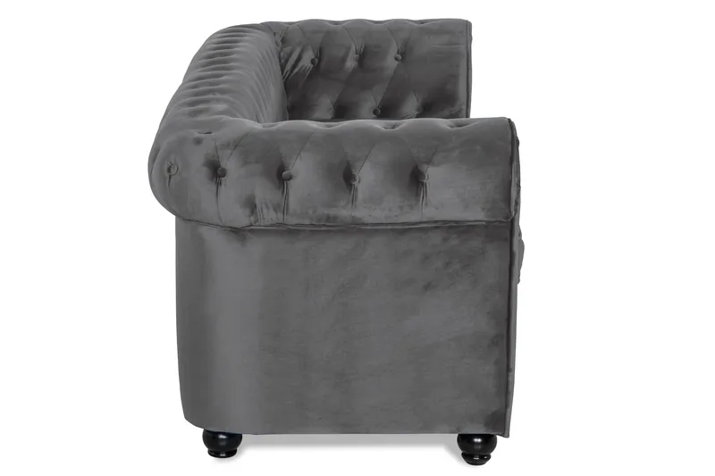 Chesterfield Deluxe 3-sits Framåtbäddad bäddsoffa i sammet - Mörkgrå Sammet - Products - Möbler - Soffa - Bäddsoffa - 3 sits bäddsoffa