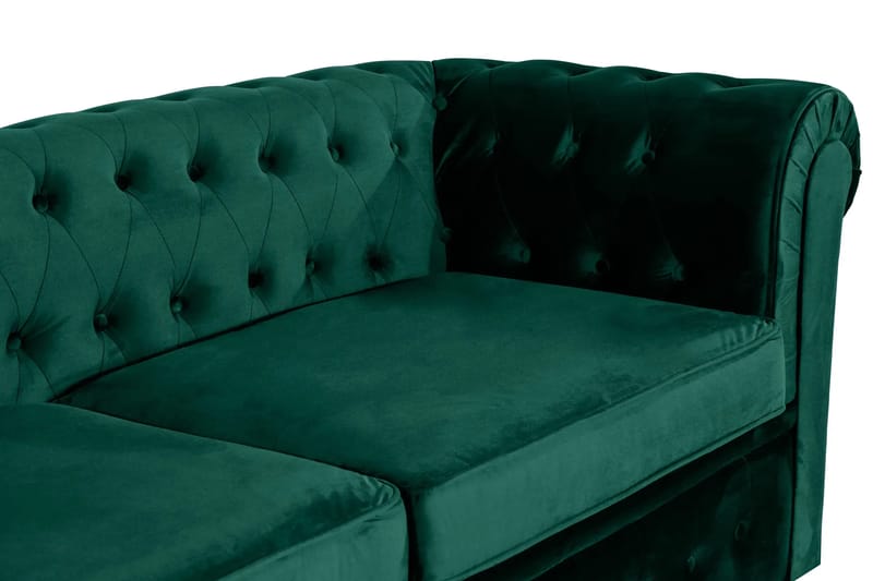 Chesterfield Lyx 3-sits Framåtbäddad Bäddsoffa med HVILA Bäddmadrass 140x200 cm Latex med Tvättbar klädsel - Grön/Vit - Products - Möbler - Soffa - Bäddsoffa - 3 sits bäddsoffa