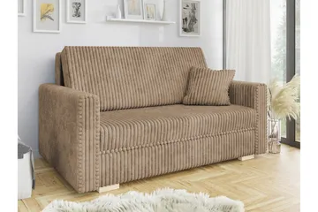 Denegal 2-sits liten bäddsoffa i Sammet - Beige - Products - Möbler - Soffa - Bäddsoffa - 2 sits bäddsoffa