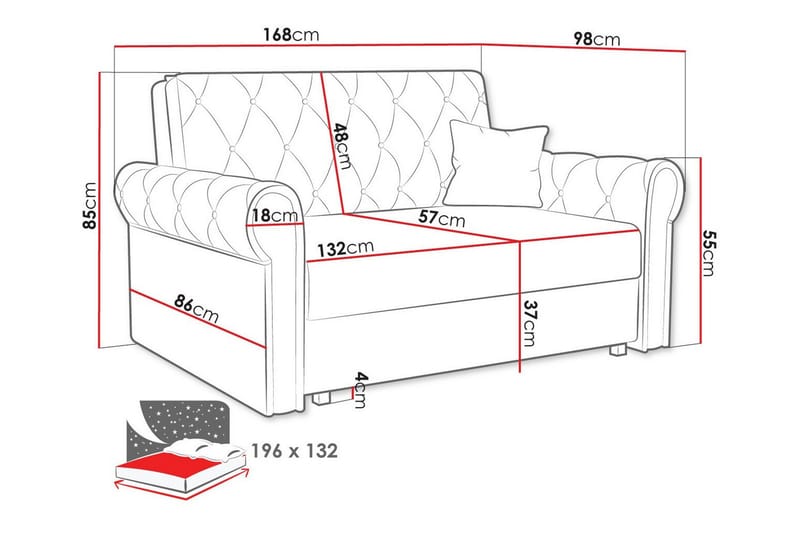 Denegal 2-sits liten bäddsoffa i Plysch - Blå - Products - Möbler - Soffa - Bäddsoffa - 2 sits bäddsoffa