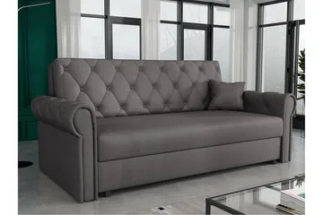 Denegal 2-sits liten bäddsoffa i Plysch - Grå - Products - Möbler - Soffa - Bäddsoffa - 2 sits bäddsoffa