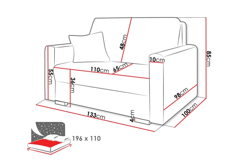 Denegal 2-sits liten bäddsoffa i Plysch - Beige - Products - Möbler - Soffa - Bäddsoffa - Bäddsoffa längsbäddad