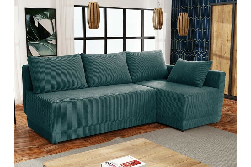 Denegal 3-sits Hörnbäddsoffa Green - Products - Möbler - Soffa - Bäddsoffa - Hörnbäddsoffa