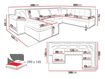 Dynir Bäddsoffa med Divan och Schäslong 5-sits - Blå - Products - Möbler - Soffa - Bäddsoffa - Bäddsoffa divan