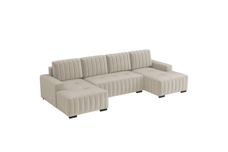 Esher Bäddsoffa Dubbeldivan 4-sits i Plysch - Beige - Products - Möbler - Soffa - Bäddsoffa - U bäddsoffa