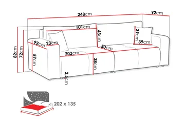 Flo Bäddsoffa 3-sits - Orange - Products - Möbler - Soffa - Bäddsoffa - 3 sits bäddsoffa