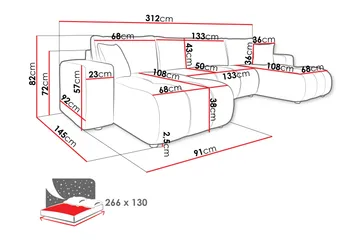 Flo Bäddsoffa Dubbeldivan 4-sits i Plysch - Beige - Products - Möbler - Soffa - Bäddsoffa - U bäddsoffa