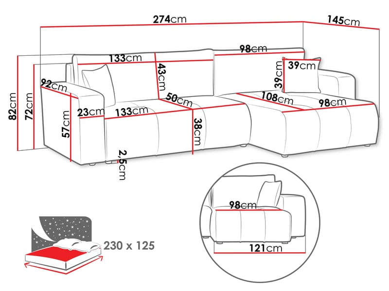 Flo Bäddsoffa med Divan 3-sits - Beige - Products - Möbler - Soffa - Bäddsoffa - Bäddsoffa divan