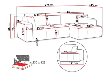 Flo Bäddsoffa med Divan 3-sits - Orange - Products - Möbler - Soffa - Bäddsoffa - Bäddsoffa divan