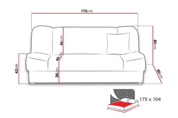 Gabi Soffa 175x80x80 cm - Gul - Products - Möbler - Soffa - Bäddsoffa - 4 sits bäddsoffa