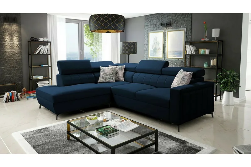Galbally 3-sits Hörnbäddsoffa Dark blue - Products - Möbler - Soffa - Bäddsoffa - Hörnbäddsoffa