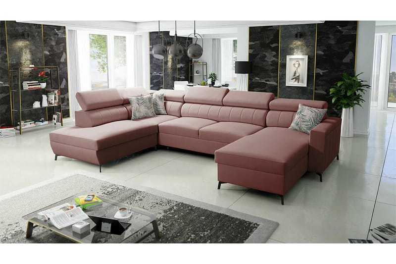 Galbally 5-sits Hörnbäddsoffa Pink - Products - Möbler - Soffa - Bäddsoffa - Hörnbäddsoffa