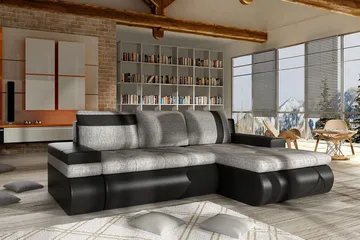 Lavona Divanbäddsoffa Mini Höger - Svart/Grå - Products - Möbler - Soffa - Bäddsoffa - Bäddsoffa längsbäddad