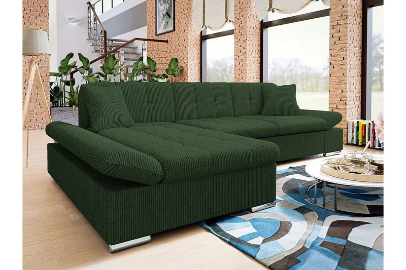 Lomux 3-sits Hörnbäddsoffa Dark green - Products - Möbler - Soffa - Bäddsoffa - Bäddsoffa divan