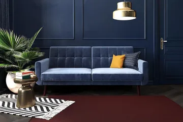 Nola 3-sits Bäddsoffa Sammet/Blå - Dorel Home - Products - Möbler - Soffa - Bäddsoffa - 3 sits bäddsoffa