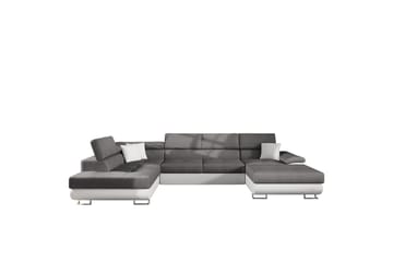 Reginia Bäddsoffa med Divan och Schäslong 4-sits i Konstläder - Vit/Grå - Products - Möbler - Soffa - Bäddsoffa - Bäddsoffa divan