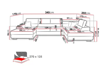 Reginia Hörnsoffa Vänster - Grå - Products - Möbler - Soffa - Bäddsoffa - Bäddsoffa divan