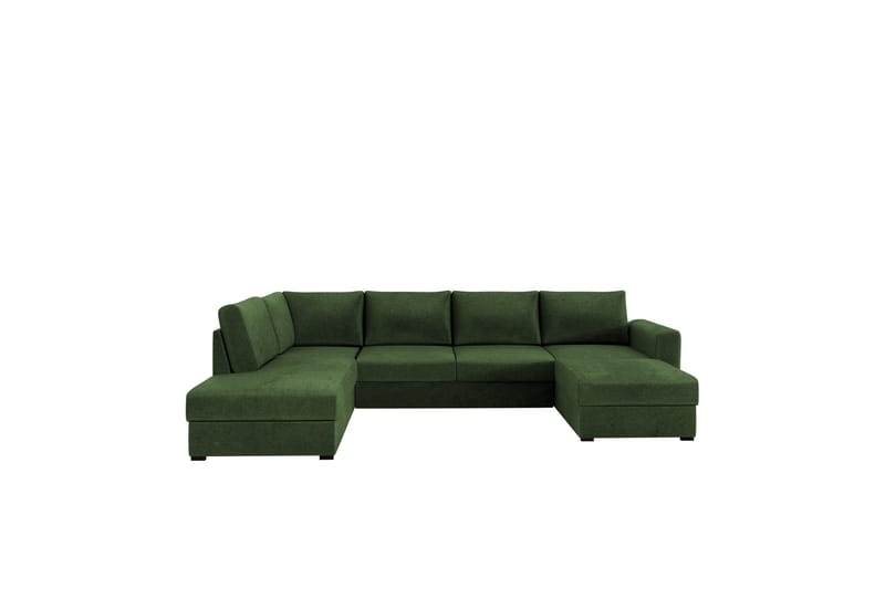 Taberk Bäddsoffa med Divan och Schäslong 4-sits i Chenille, Grön