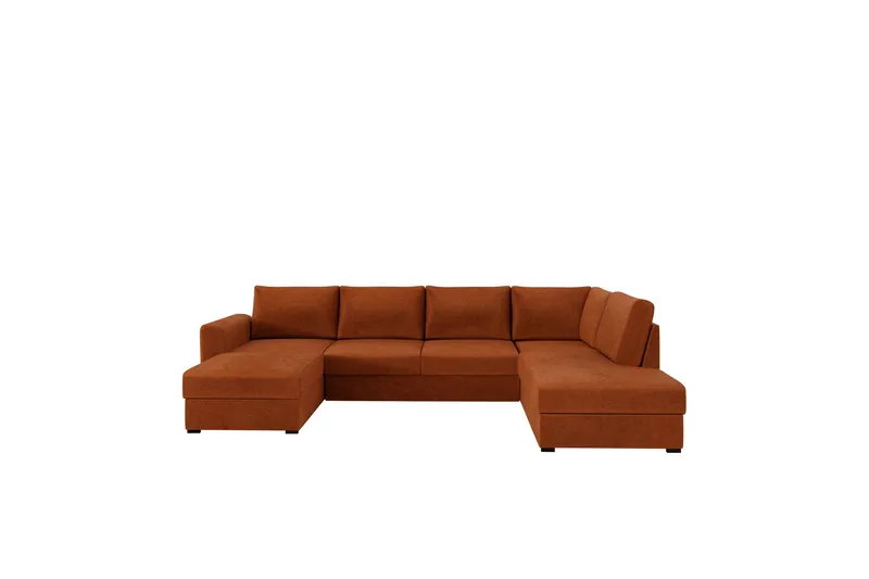 Taberk Bäddsoffa med Divan och Schäslong 4-sits i Chenille - Orange - Products - Möbler - Soffa - Bäddsoffa - Bäddsoffa divan