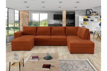 Taberk Bäddsoffa med Divan och Schäslong 4-sits i Chenille - Orange - Products - Möbler - Soffa - Bäddsoffa - Bäddsoffa divan