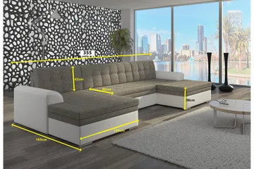 Ventolia Stor U-formad Hörnbäddsoffa - Grå - Products - Möbler - Soffa - Bäddsoffa - U bäddsoffa