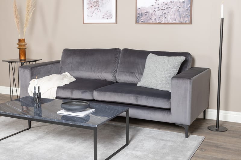Bolero Sammetssoffa 3-sits - Mörkgrå - Products - Möbler - Soffa - 3 sits soffa