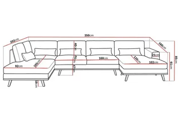 Copenhagen 5-sits Vänstervänd U-formad Soffa med Divan och Schäslong i Sammet - Krämvit - Products - Möbler - Soffa - Sammetssoffa