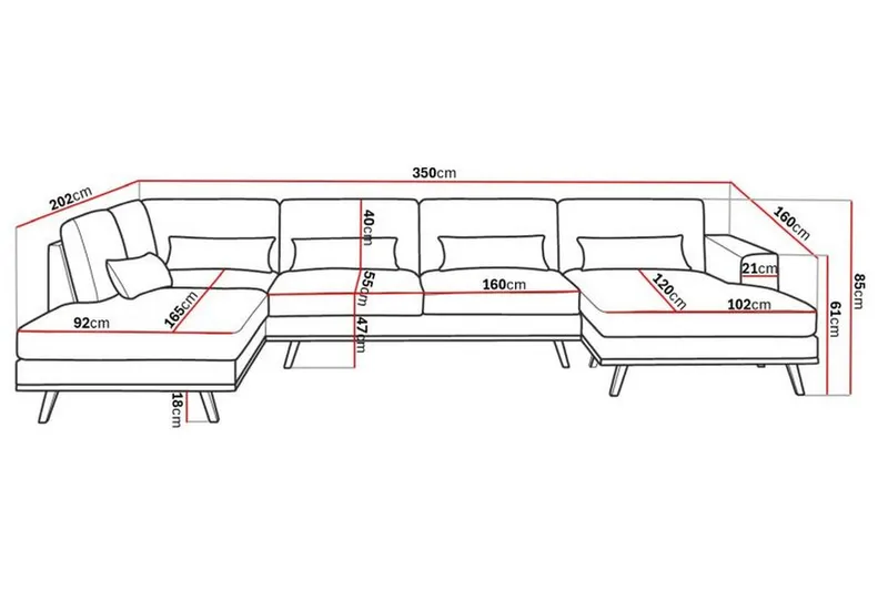 Copenhagen 5-sits Vänstervänd U-formad Soffa med Divan och Schäslong i Sammet - Krämvit - Products - Möbler - Soffa - Sammetssoffa