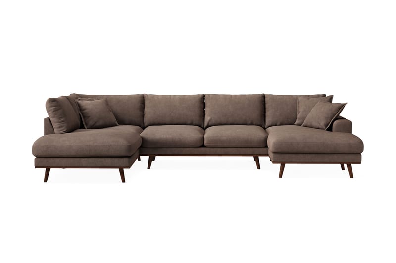 Copenhagen Premium 5-sits Vänstervänd U-formad Djup Soffa med Divan och Schäslong i Tyg, Mörkbrun