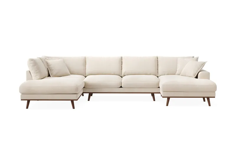 Copenhagen Premium 5-sits Vänstervänd U-formad Djup Soffa med Divan och Schäslong i Chenille, Ljusbeige