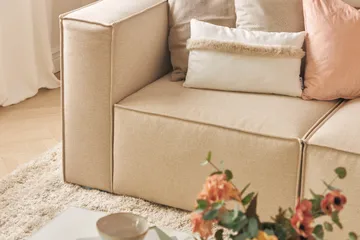 Cubo 4-sits L-formad Djup Modulsoffa med Divan i Tyg - Beige - Products - Möbler - Soffa - Divansoffa & schäslongsoffa