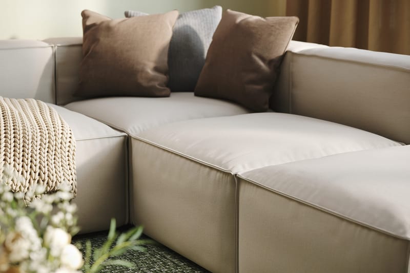 Cubo 5-sits U-formad Djup Modulsoffa Med Divan och Schäslong i Sammet - Vit - Products - Möbler - Soffa - U-soffa