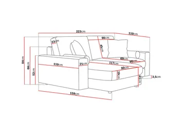 Arken Lyx 3-sits Vändbar L-formad Djup Divansoffa i Sammet - Mörkgrå - Products - Möbler - Soffa - Divansoffa & schäslongsoffa - 3 sits soffa med divan