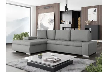 Cerys Soffa med Divan 3-sits - Grå - Products - Möbler - Soffa - Divansoffa & schäslongsoffa - 3 sits soffa med divan