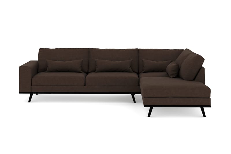 Copenhagen 4-sits H ögervänd L-formad Schäslongsoffa i Tyg, Brun