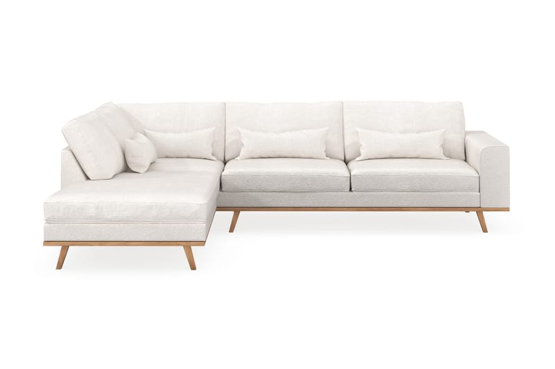 Copenhagen 4-sits Vänstervänd L-formad Schäslongsoffa i Bouclé, Vit