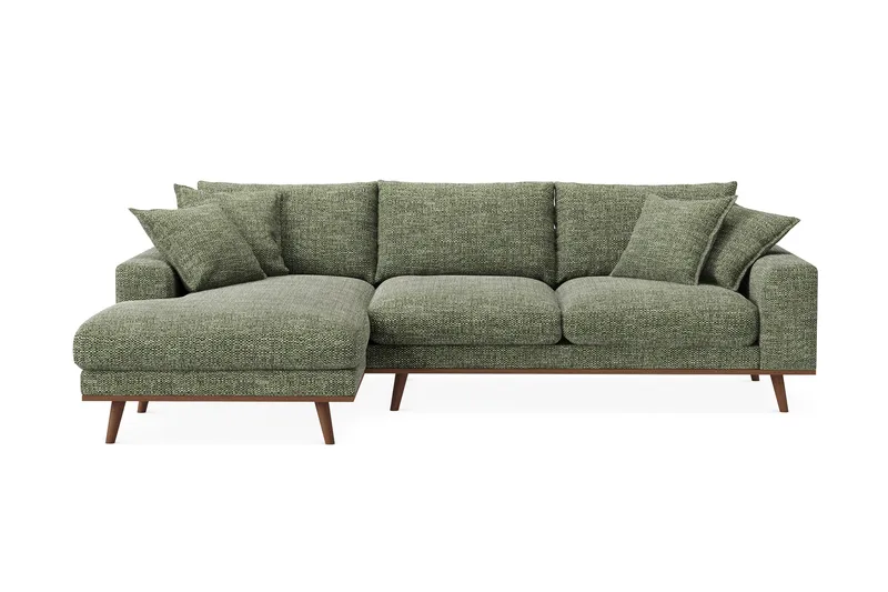 Copenhagen Premium 4-sits Vänstervänd L-formad Djup Divansoffa i Chenille, Grön