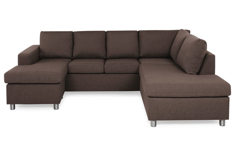 Crazy 4-sits Högervänd U-formad Small Soffa med Divan och Schäslong i Tyg, Brun