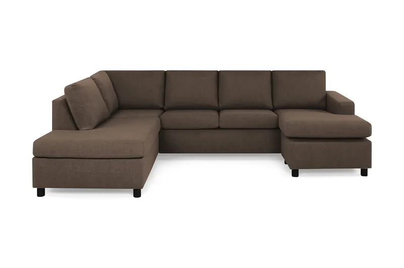 Crazy 4-sits Vänstervänd U-formad Large Soffa med Divan och Schäslong i Tyg, Brun