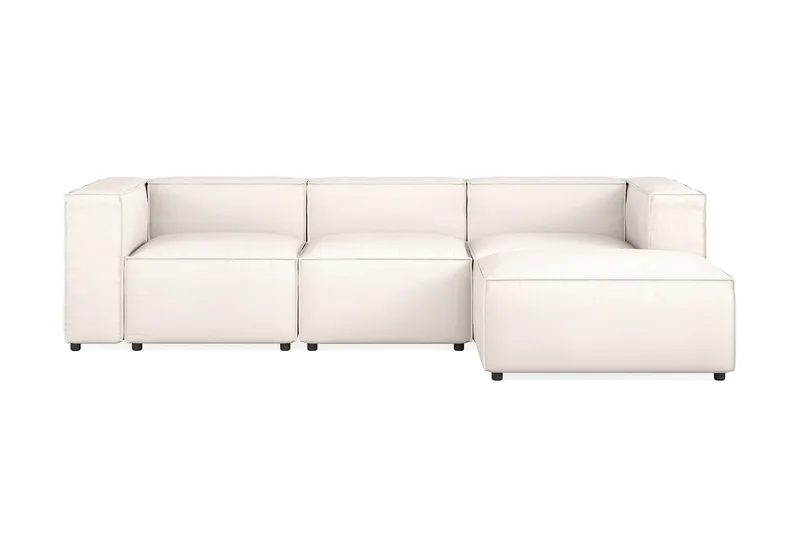 Cubo 4-sits Vändbar L-formad Djup Modulsoffa med Divan i Tyg, Vit