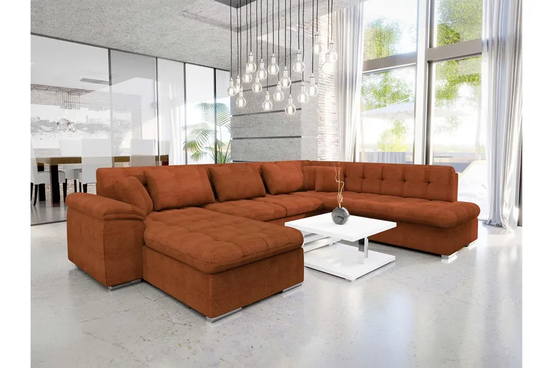 Dynir Soffa med Divan och Schäslong 4-sits - Orange - Products - Möbler - Soffa - Divansoffa & schäslongsoffa - 4 sits soffa med divan