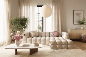 Elise 4-sits Bubblig Soffa med Divan Vänster - Beige - Products - Möbler - Soffa - Divansoffa & schäslongsoffa - 4 sits soffa med divan