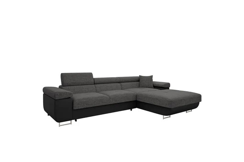 Gabina Soffa med Divan 3-sits, Grå/Svart
