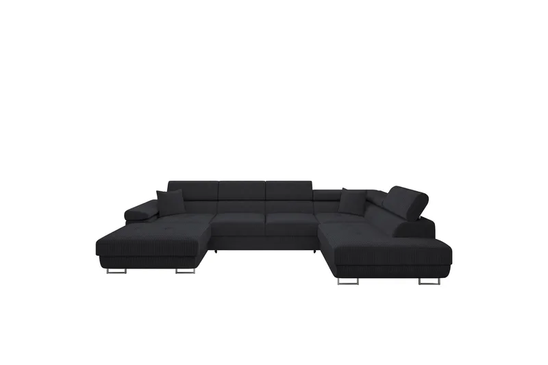 Gabina Soffa med Divan och Schäslong 4-sits, Svart