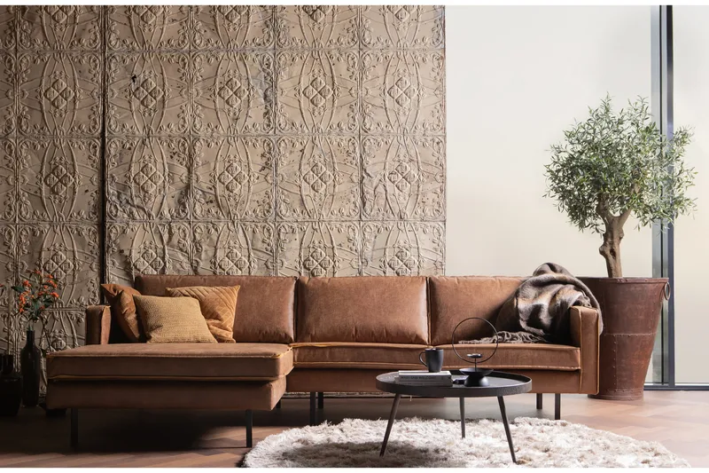 Lissbon Divansoffa Vänster - Cognac - Products - Möbler - Soffa - Divansoffa & schäslongsoffa - 4 sits soffa med divan