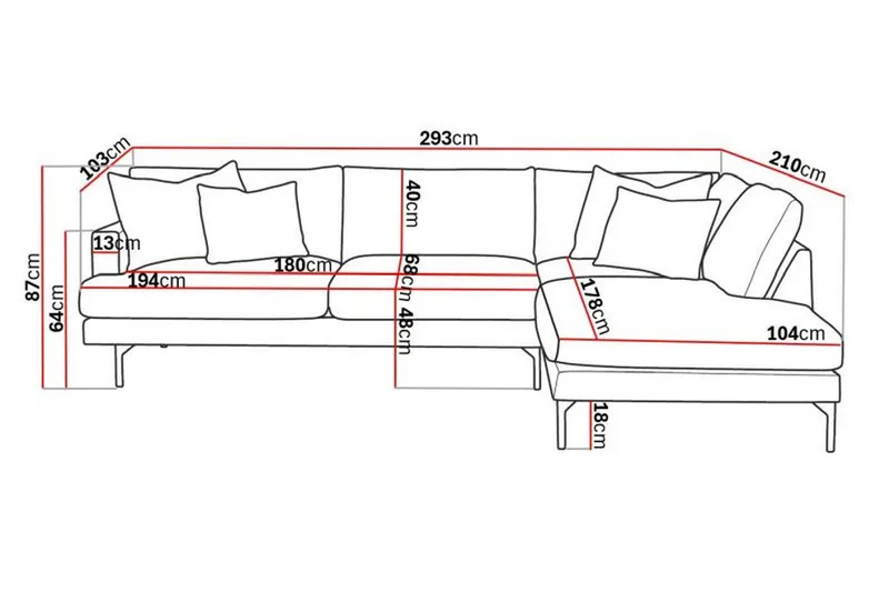 Menard 4-sits Högervänd L-formad Djup Schäslongsoffa i Tyg - Beige - Products - Möbler - Soffa - Divansoffa & schäslongsoffa - 4 sits soffa med divan