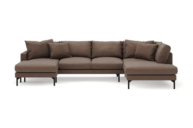 Menard 4-sits Högervänd Stor U-formad Djup Soffa med Divan och Schäslong i Tyg, Brun
